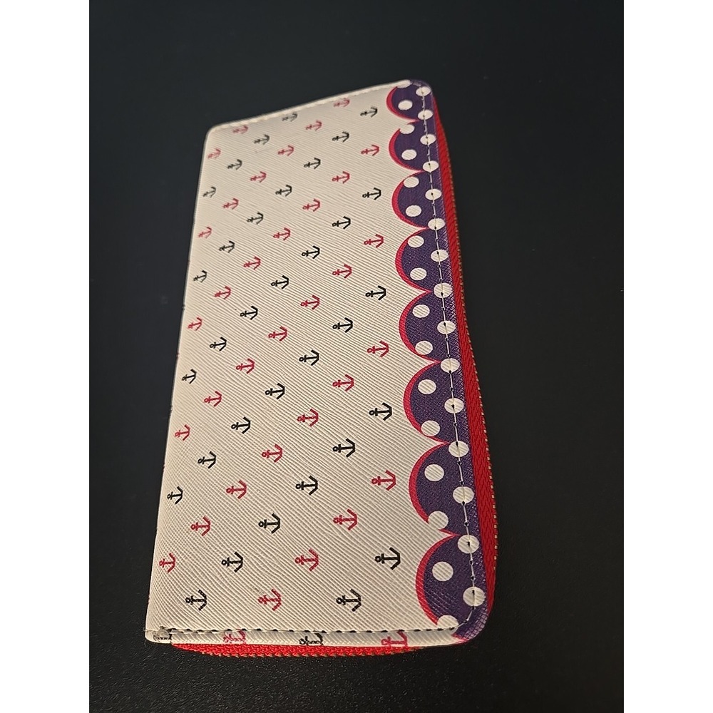 Anchor White Red Blue Multicolor Large Zippy Accordion Wallet